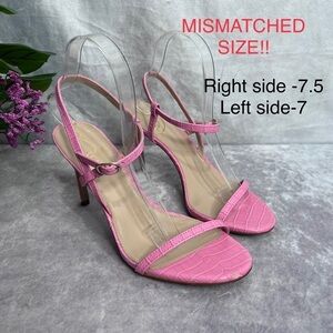 SAM Edelman Doran Strappy Heeled Sandal Pink Confetti Croc MISMATCHED SIZE